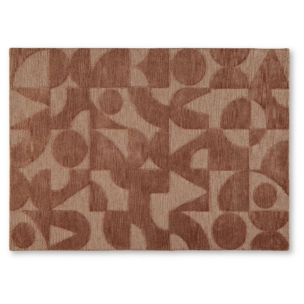 Perry Hand-Tufted Medium Area Rug with Geometric Design, Clay Polyester 5x7-BM355669