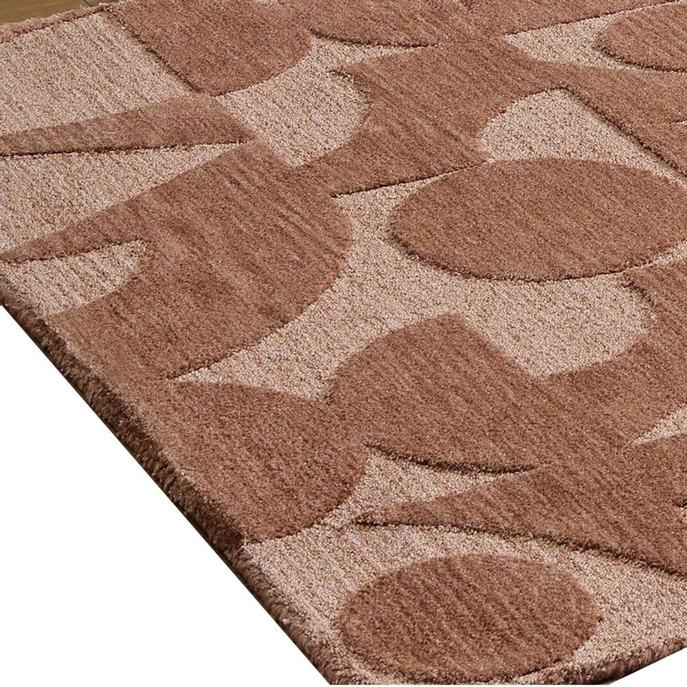 Perry Hand-Tufted Medium Area Rug with Geometric Design, Clay Polyester 5x7-BM355669