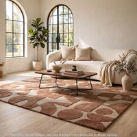 Perry Hand-Tufted Medium Area Rug with Geometric Design, Clay Polyester 5x7-BM355669