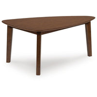 Jeyn 3pc Coffee Table Set with 2 End Tables, Triangular Top, Brown Wood-BM355670