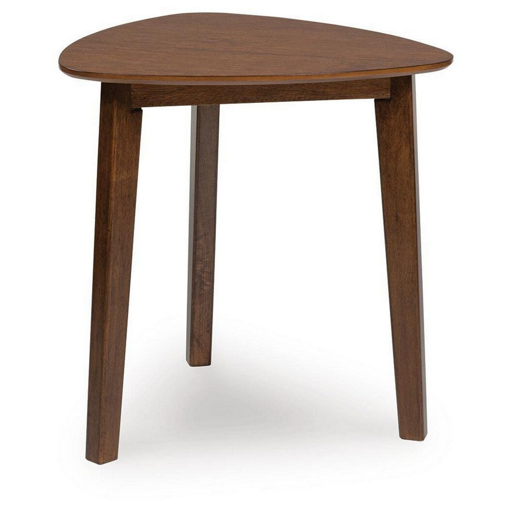 Jeyn 3pc Coffee Table Set with 2 End Tables, Triangular Top, Brown Wood-BM355670