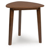 Jeyn 3pc Coffee Table Set with 2 End Tables, Triangular Top, Brown Wood-BM355670