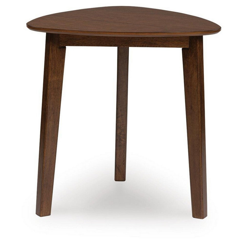 Jeyn 3pc Coffee Table Set with 2 End Tables, Triangular Top, Brown Wood-BM355670