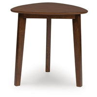 Jeyn 3pc Coffee Table Set with 2 End Tables, Triangular Top, Brown Wood-BM355670