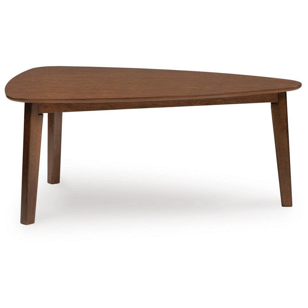 Jeyn 3pc Coffee Table Set with 2 End Tables, Triangular Top, Brown Wood-BM355670
