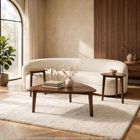 Jeyn 3pc Coffee Table Set with 2 End Tables, Triangular Top, Brown Wood-BM355670