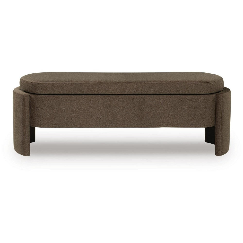 Vanya Storage Bench with Hinged Hidden Seat, Brown Polyester 56 Inch - BM355671
