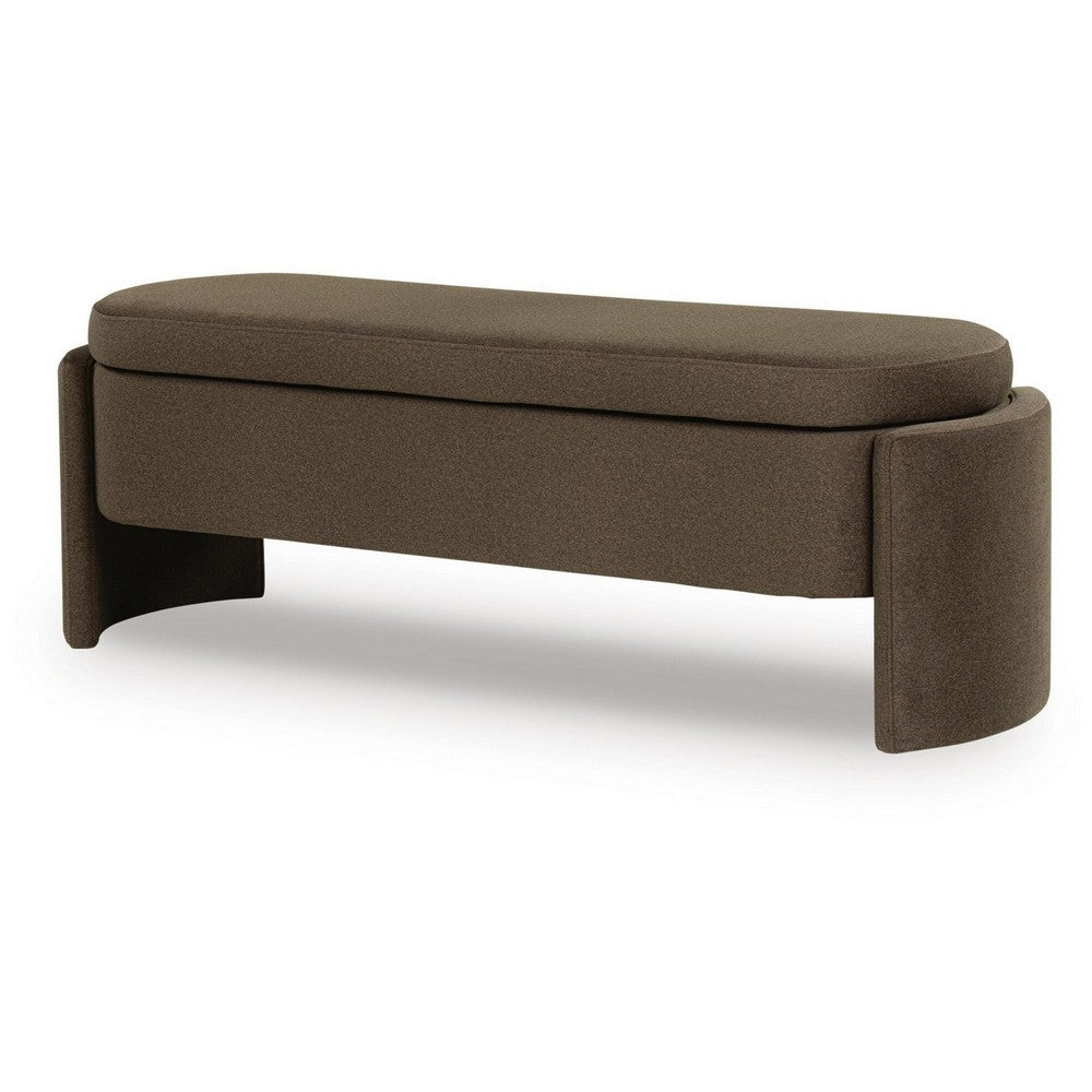 Vanya Storage Bench with Hinged Hidden Seat, Brown Polyester 56 Inch - BM355671