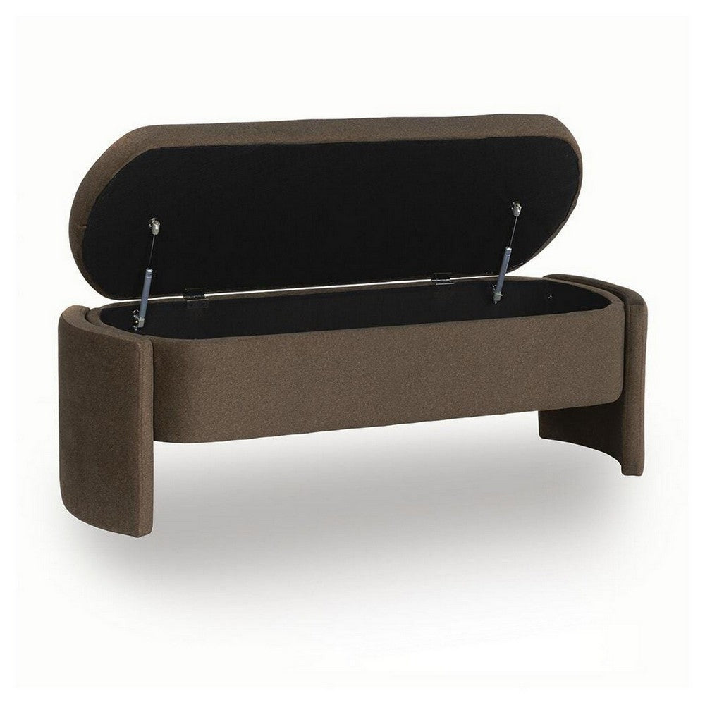 Vanya Storage Bench with Hinged Hidden Seat, Brown Polyester 56 Inch - BM355671