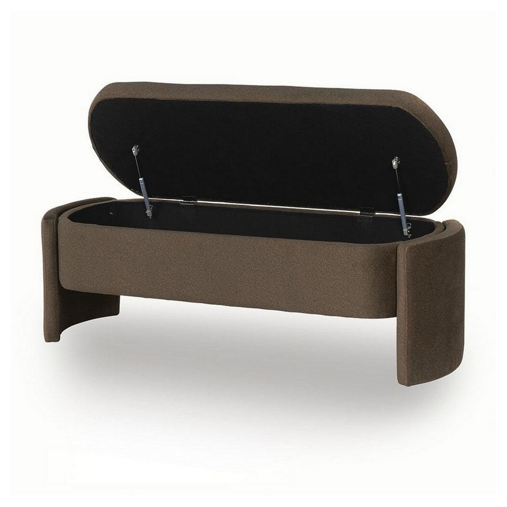 Vanya Storage Bench with Hinged Hidden Seat, Brown Polyester 56 Inch - BM355671
