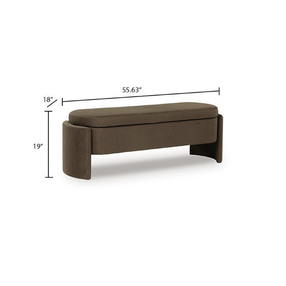 Vanya Storage Bench with Hinged Hidden Seat, Brown Polyester 56 Inch - BM355671