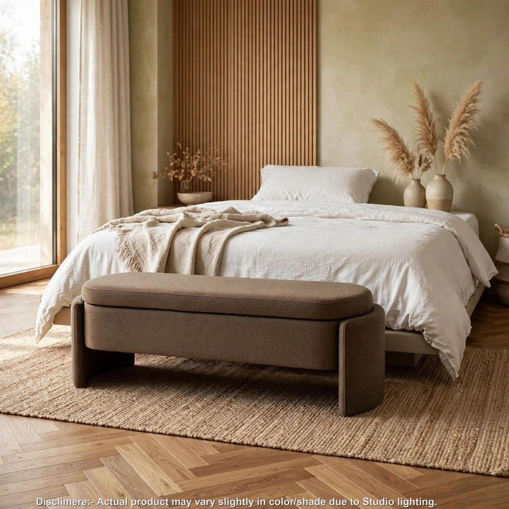 Vanya Storage Bench with Hinged Hidden Seat, Brown Polyester 56 Inch - BM355671
