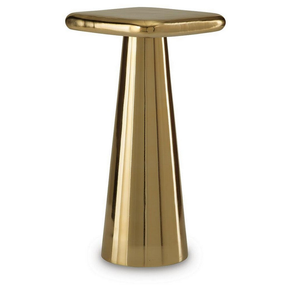 Dylan Accent Table with Sculptural Pedestal Base, Gold Cast Aluminum 24 Inch - BM355672