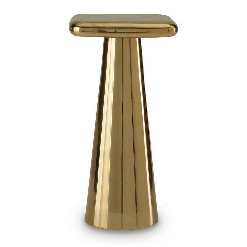 Dylan Accent Table with Sculptural Pedestal Base, Gold Cast Aluminum 24 Inch - BM355672