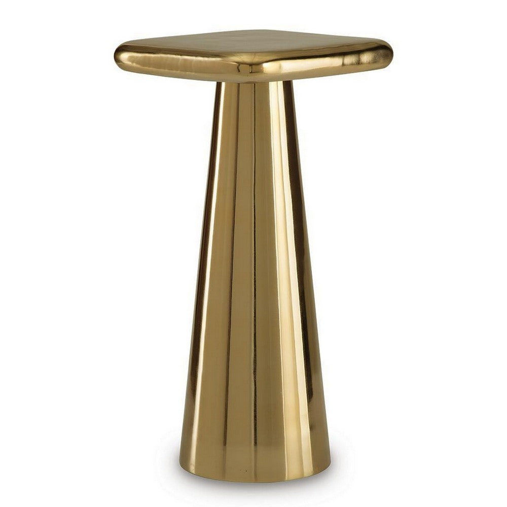 Dylan Accent Table with Sculptural Pedestal Base, Gold Cast Aluminum 24 Inch - BM355672