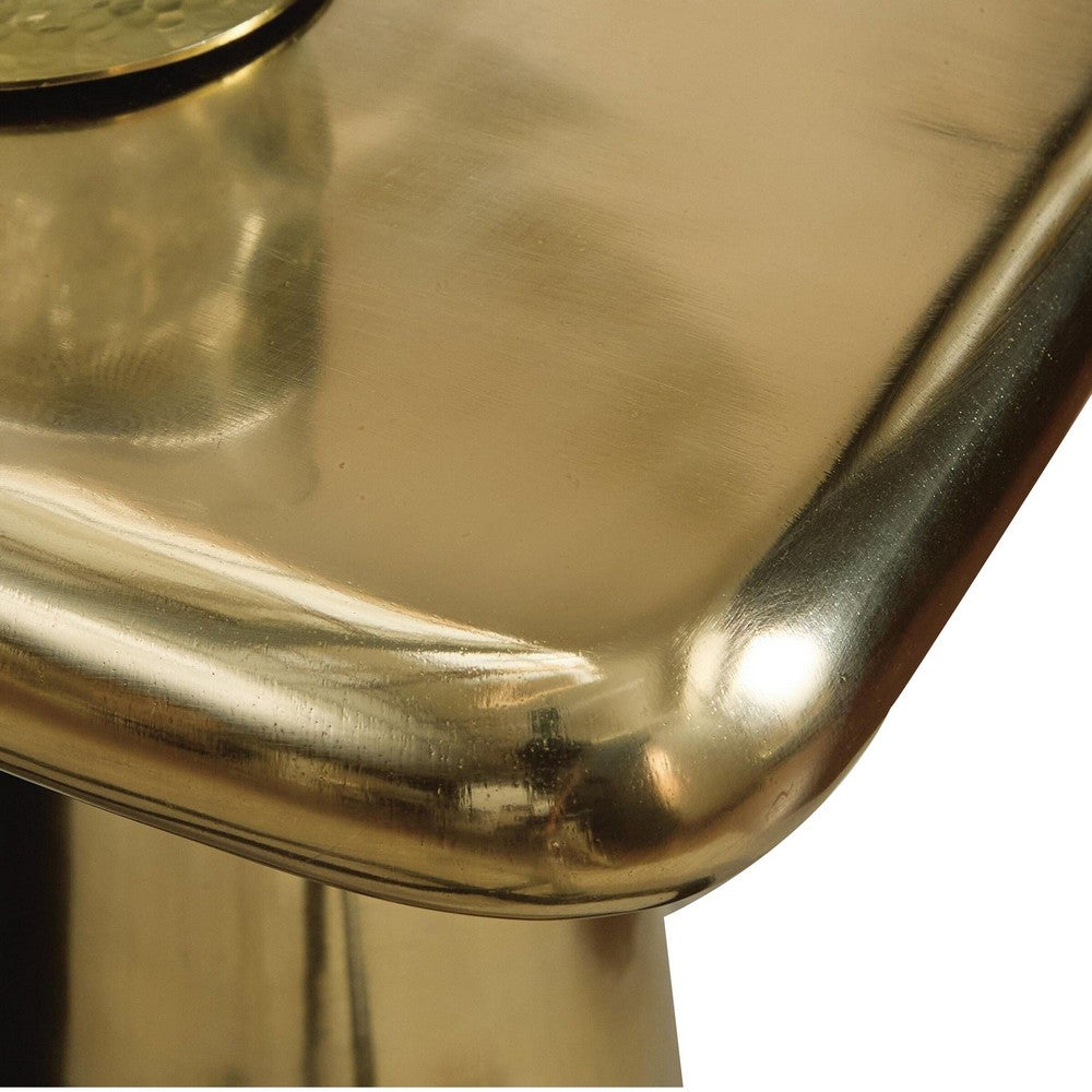 Dylan Accent Table with Sculptural Pedestal Base, Gold Cast Aluminum 24 Inch - BM355672