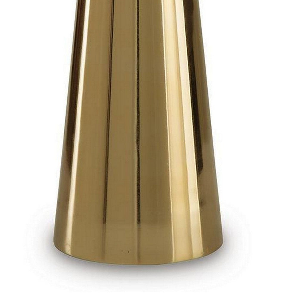Dylan Accent Table with Sculptural Pedestal Base, Gold Cast Aluminum 24 Inch - BM355672