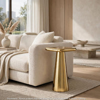 Dylan Accent Table with Sculptural Pedestal Base, Gold Cast Aluminum 24 Inch - BM355672