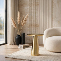 Dylan Accent Table with Sculptural Pedestal Base, Gold Cast Aluminum 24 Inch - BM355672