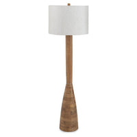 Aysa Floor Lamp with Fabric Drum Shade, Natural Brown Tapered Wood 60 Inch - BM355673