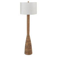 Aysa Floor Lamp with Fabric Drum Shade, Natural Brown Tapered Wood 60 Inch - BM355673