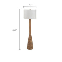 Aysa Floor Lamp with Fabric Drum Shade, Natural Brown Tapered Wood 60 Inch - BM355673