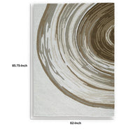 Rizzy Medium Area Rug with Brown-Gray Abstract Ripple Design, Ivory Wool 5x7