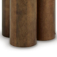 Ziana Cylindrical Accent Table with Beige Marble Top, Brown Wood 23 Inch - BM355676