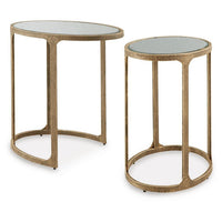 Irma Nesting Accent Table, Mirror Tops, Set of 2, Antique Gold Metal - BM355677