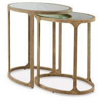 Irma Nesting Accent Table, Mirror Tops, Set of 2, Antique Gold Metal - BM355677