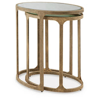 Irma Nesting Accent Table, Mirror Tops, Set of 2, Antique Gold Metal - BM355677