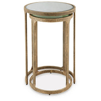 Irma Nesting Accent Table, Mirror Tops, Set of 2, Antique Gold Metal - BM355677
