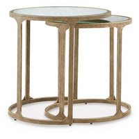 Irma Nesting Accent Table, Mirror Tops, Set of 2, Antique Gold Metal - BM355677
