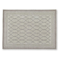 Winie Medium Area Rug with Trellis Motifs, Bordered Design, Gray Tufted Wool 5x7