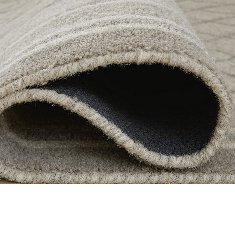 Winie Medium Area Rug with Trellis Motifs, Bordered Design, Gray Tufted Wool 5x7