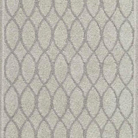 Winie Medium Area Rug with Trellis Motifs, Bordered Design, Gray Tufted Wool 5x7
