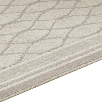 Winie Medium Area Rug with Trellis Motifs, Bordered Design, Gray Tufted Wool 5x7