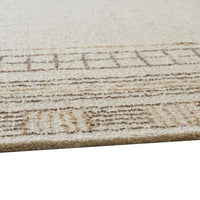Adam Hand-Tufted Medium Area Rug with Brown Geometric Border, Taupe Wool-Jute 5x7