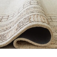Adam Hand-Tufted Medium Area Rug with Brown Geometric Border, Taupe Wool-Jute 5x7