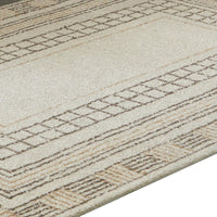 Adam Hand-Tufted Medium Area Rug with Brown Geometric Border, Taupe Wool-Jute 5x7