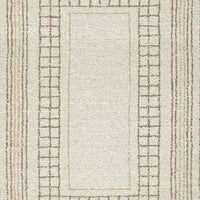 Adam Hand-Tufted Medium Area Rug with Brown Geometric Border, Taupe Wool-Jute 5x7