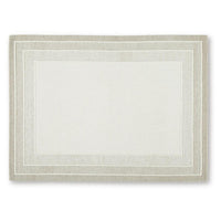 Teena Hand-Tufted Medium Area Rug with Tan Bordered Patterns, Ivory Wool 5x7