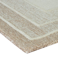 Teena Hand-Tufted Medium Area Rug with Tan Bordered Patterns, Ivory Wool 5x7