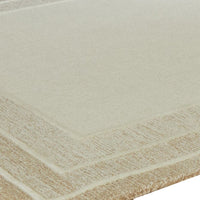 Teena Hand-Tufted Medium Area Rug with Tan Bordered Patterns, Ivory Wool 5x7