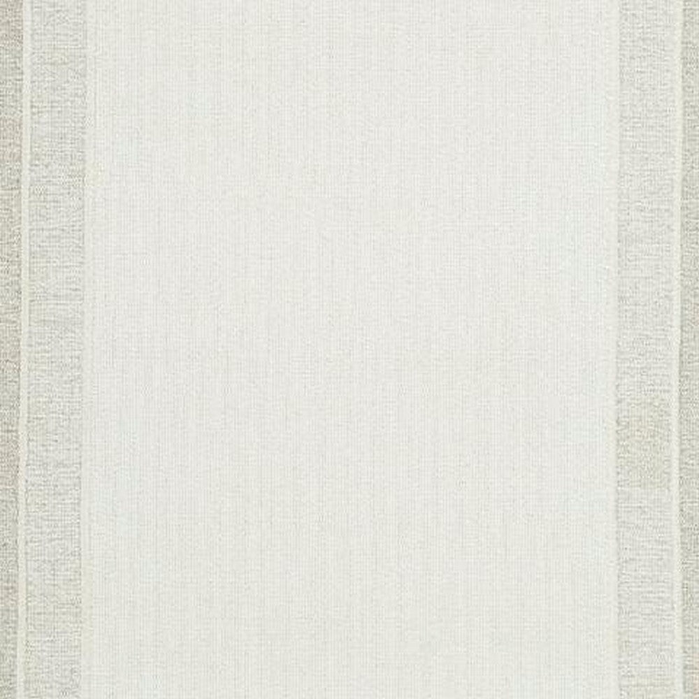 Teena Hand-Tufted Medium Area Rug with Tan Bordered Patterns, Ivory Wool 5x7