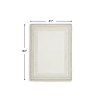 Teena Hand-Tufted Medium Area Rug with Tan Bordered Patterns, Ivory Wool 5x7