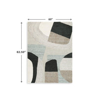 Edric Medium Area Rug, Abstract Geometric Designs, Multicolor Wool-Polyester 5x7