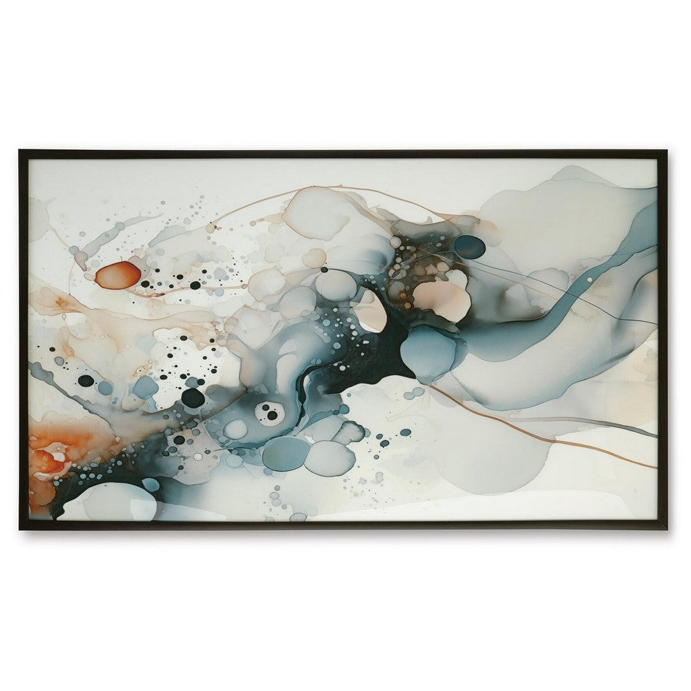 Moxy Wall Art, Fluid Abstract Design, Black Framed Canvas, Multicolor 37x63