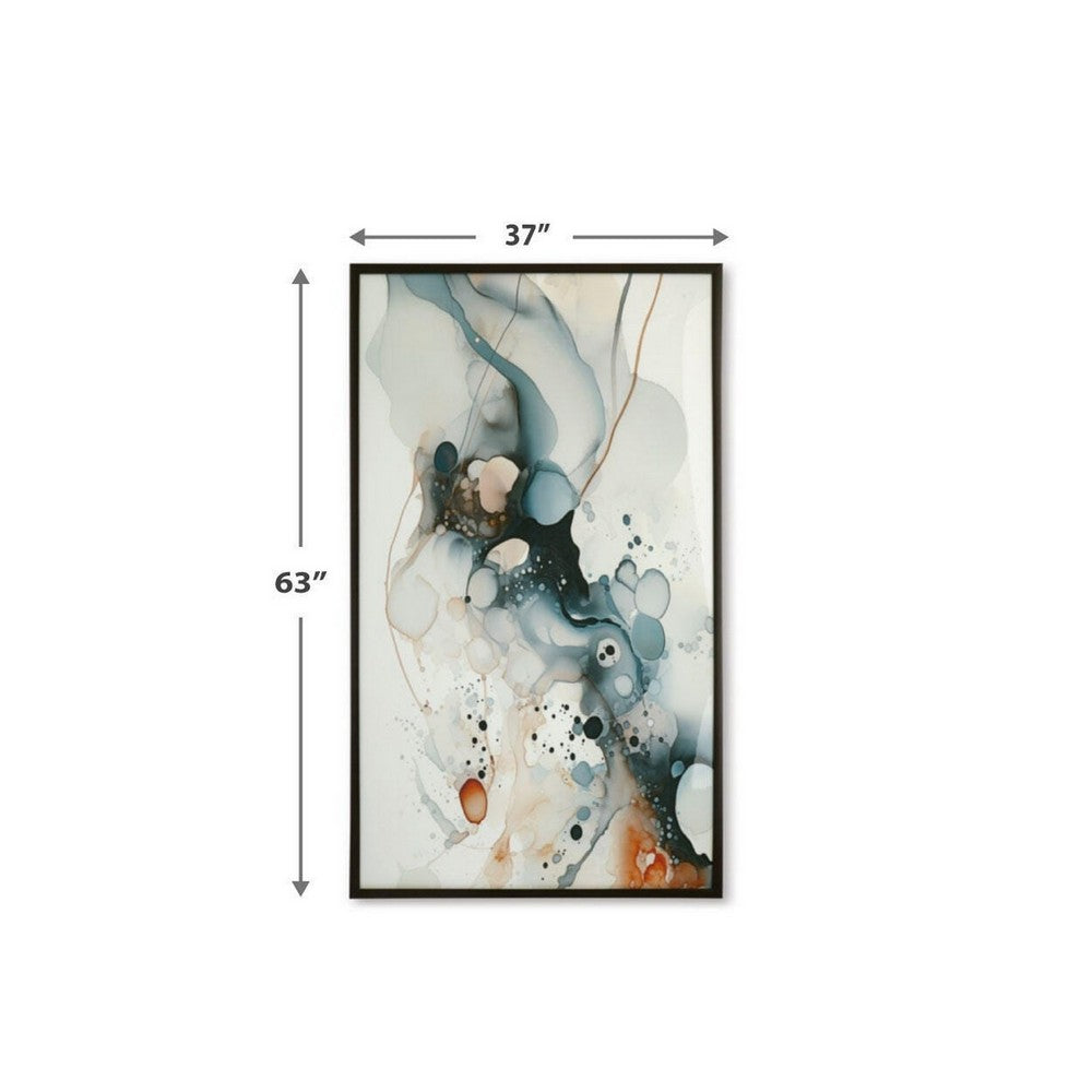 Moxy Wall Art, Fluid Abstract Design, Black Framed Canvas, Multicolor 37x63