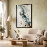 Moxy Wall Art, Fluid Abstract Design, Black Framed Canvas, Multicolor 37x63